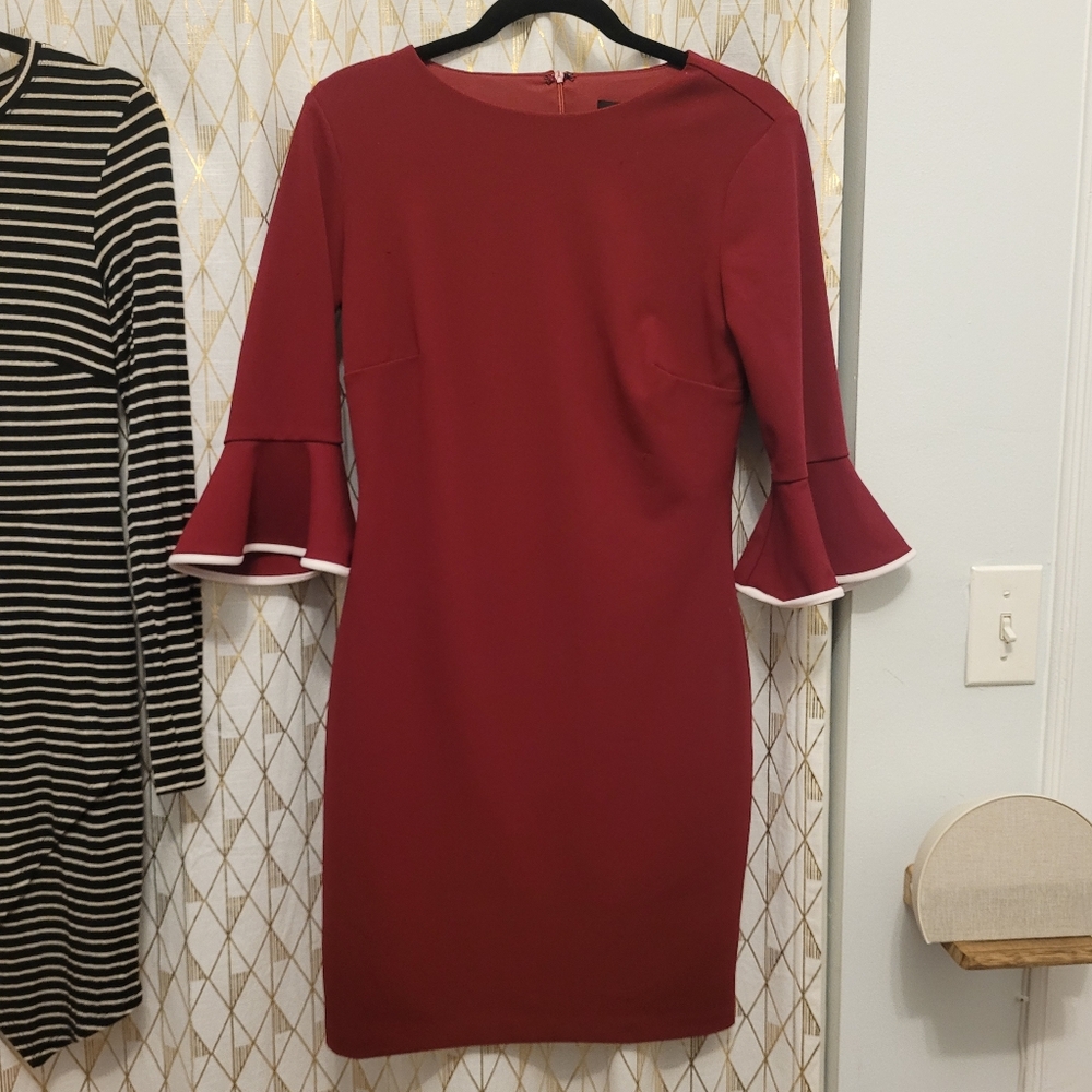 SOLD! GUC Alexa Admore Red Dress with White Trim Size S